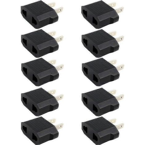 Lot de 10 adaptateurs de chargeur de voyage européens (UE) vers américains (USA). (1/2)