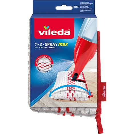 Vileda – Recharge microfibre XXL pour système de lavage 1-2 Spray Max – Lavable jusqu'à 100 fois à 60°C – Tête orientable 180° pour nettoyage rapide