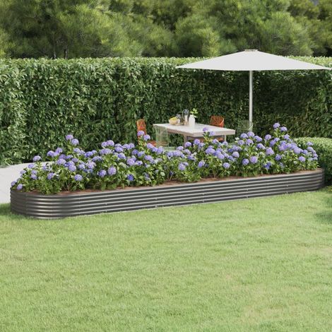 Jardinière - Balconnière à fleurs Acier enduit de poudre 523x140x36 cm Gris BV993192 - BonneVie (1/5)