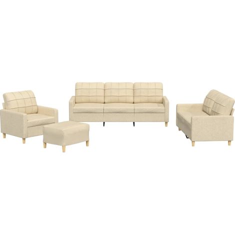 Ensemble de Canapé Sofas 4 pcs avec coussins Crème Tissu (1/5)