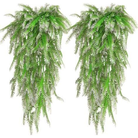 2 Pièces , blanc vert , Fougère Artificielle Plante Fausse Plantes Deco Plante Artificielle Exterieur pour Célébration, Mariage, Cuisine, Jardin, Bureau Décoration (1/5)