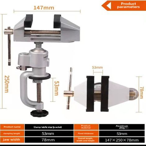 Étau rotatif multifonctionnel en alliage d'aluminium, étau d'établi pour perceuse électrique, mini perceuse à main, meuleuse d'angle électrique, support universel (support pour meuleuse d'angle en C) (1/5)