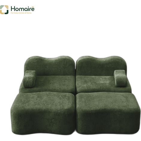 Canapé modulable en velours vert avec accoudoirs 192 x 167 x 70 cm HOMAIRE (1/5)