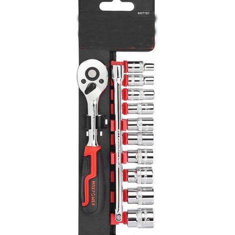 Clé à Cliquet 1/4 Coffret de Douilles 12 Pièce,Clé à Cliquet 1/4'' et Douilles avec Support Étanche Hautes Performances丨Fabriqué e Chrome Vanadium (1/5)
