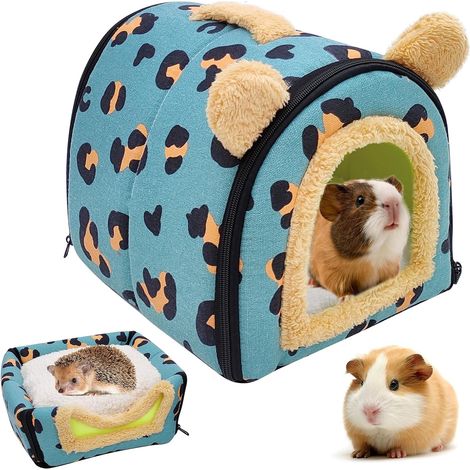 Maison pour Cochons d'Inde, Niche de Lit Chaude et Douillette pour Petits Animaux, Lavable, pour Lapins Nains, Chinchillas, Dragons Barbus