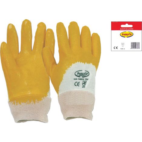 Guanti da lavoro impregnato in NBR - colore giallo - 12 paia - Taglia: 8