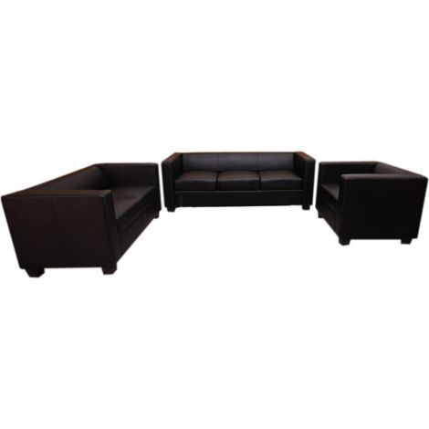 Salon 3-2-1, garniture de canapés / lounge Lille - similicuir, noir (1/4)
