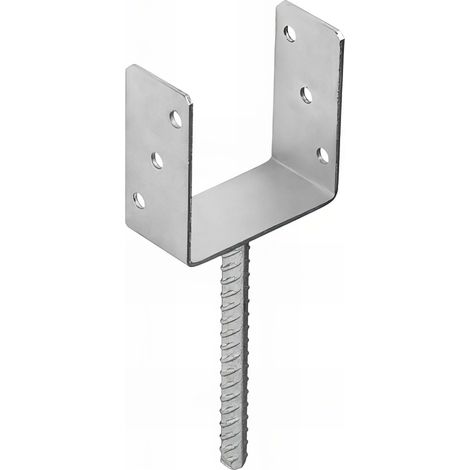 Pied de poteau lourd en U zingué à ancrer - 121 x 120 x 4 mm (1/6)
