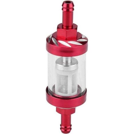 Remplacement de Fil de Filtre à Essence 8mm en Verre de gaz en métal pour la Moto(Rouge) (1/4)