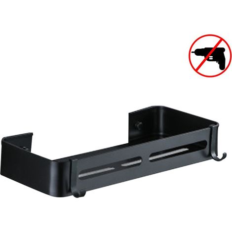 Étagère d'angle de douche, panier de douche en aluminium, étagères de salle de bain - Adhésif puissant (sans perçage), crochets amovibles, panier de rangement suspendu en aluminium antirouille (1/4)