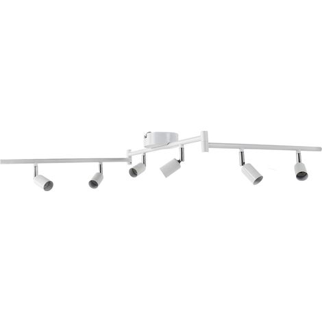Ensemble d'éclairage sur rail avec tête de lampe rotative, spot de plafond à 6 intensités, douille GU10, 85–265 V, blanc (1/5)