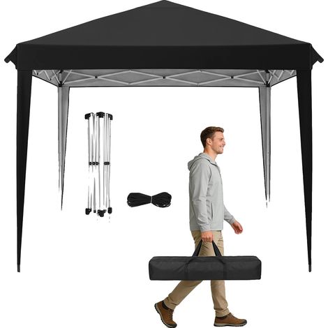 Auvent de jardin, imperméable, hauteur réglable, 3x3M Noir(pfe) (1/2)