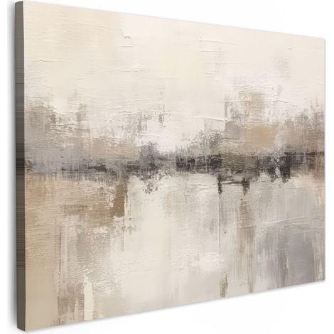 TABLEAU SUR TOILE Art moderne - Abstrait - Beige Tableau Décoration Murale Salon Tableaux muraux 80x60 cm