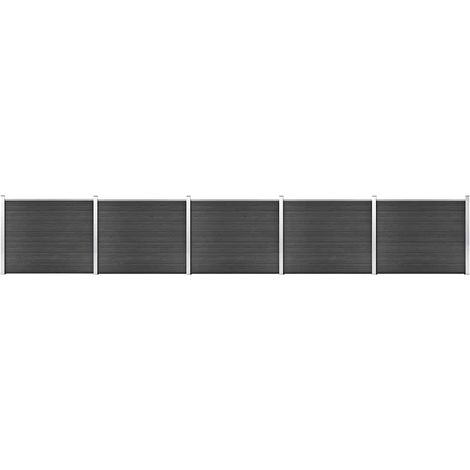Ensemble de panneau de clôture WPC 872x146 cm Gris (1/5)