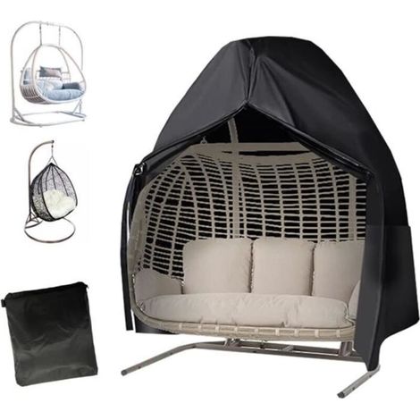Egg-shaped hanging chair cover for patio, 230 x 200 cm, made of waterproof 210D polyester taffeta, in black.