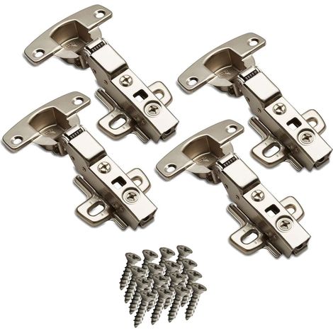 SOTECH 4 Stück Hettich Sensys Topfband 8645i TH52 Mittelanschlag Öffnungswinkel 110 Grad Scharnier Höhe (Distanz): 1,5 mm mit Dämpfung inkl M4x16mm Schrauben für Küchenschränke halb Vorliegend
