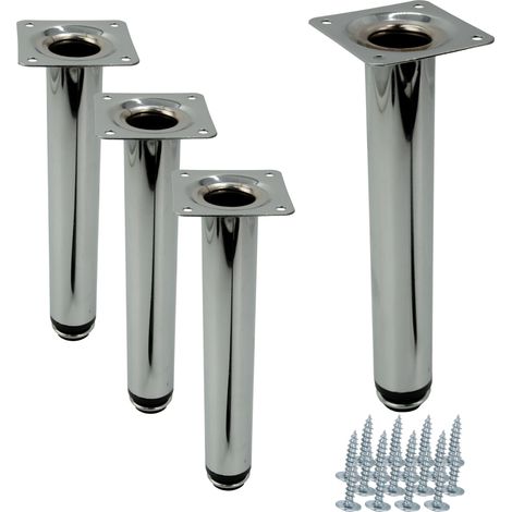 x Pied de meuble droit argenté hauteur 20 cm réglable en hauteur (1/5)