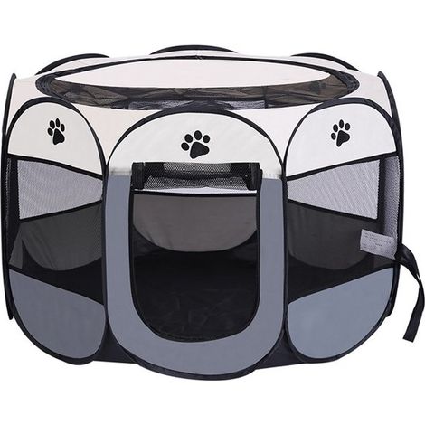Welpenlaufstall 73 x 73 x 43 cm Welpenlaufstall Außengehege Geeignet für Hunde Katzen Kaninchen und Kleintiere für drinnen und draußen Weiß (1/5)