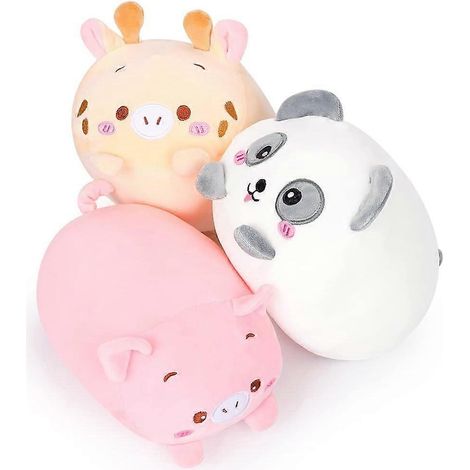 Set mit 3 Plüschtieren à 20 cm (8 Zoll): niedlicher Panda, Reh und Schweinchen, ultraweiche Plüschtiere zum Kuscheln, ideal zur Dekoration von Bettwäsche oder als Kawaii-Kissen. (1/5)