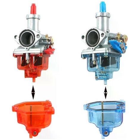 Cuve à flotteur transparente à fond transparent pour carburateur de moto, compatible avec les modèles TMX125, 150, 200, PZ27 et CG125 (chambre de remplissage de 26 à 32 mm).