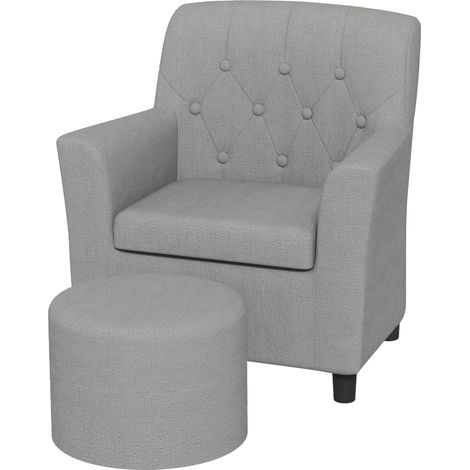 Fauteuil enfant avec repose-pieds, dossier à motif losanges, assise moelleuse, structure en bois, gris (1/4)