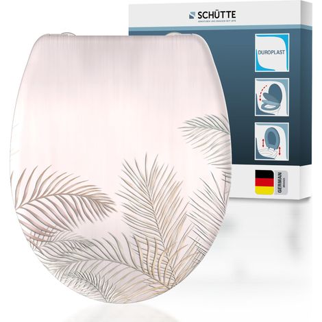 SCHÜTTE Sedile WC PALM LEAVES con abbassamento automatico e chiusura rapida in Duroplast Coperchio WC con portata di 175 kg Sedile WC con occhiali Coperchio WC per WC Occhialini con motivo (1/5)