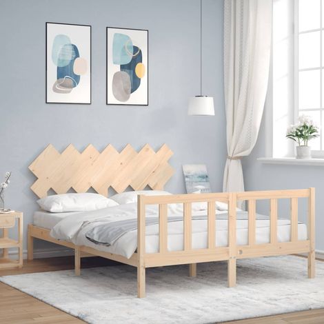 Bed Frame without Mattress King Size Solid Wood Pine vidaXL (1/5)