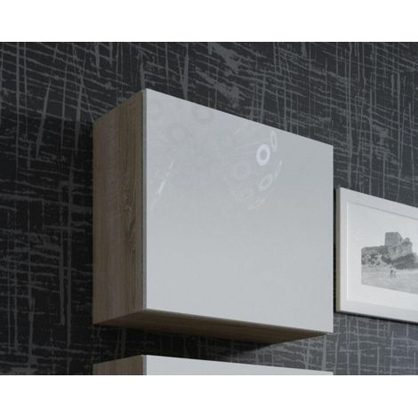 Vitrina Cama MUEBLES VIGO 50x50 cm - mueble colgante, blanco con sonoma