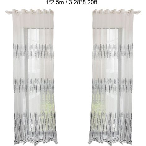 Rideaux en polyester, cantonnières en voile, décoration pour chambre et salon (bleu) (1/5)