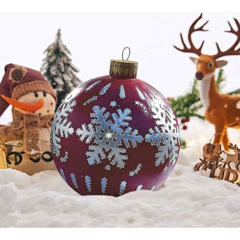 Boules de Noël gonflables géantes de 60 cm - Décoration extérieure - Grandes Boules de Noël pour Mariage, Festival, décoration d'intérieur, Cour, pelouse, Jardin, décoration extérieure（flocon de neige (1/4)