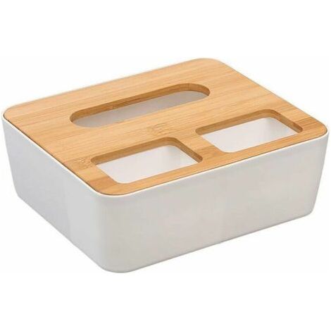 Boîte à mouchoirs rectangulaire avec couvercle en bois, boîte à mouchoirs en plastique, serviette en papier, support de rangement pour maison et voiture, décoration (1/5)