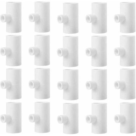20 Stück Hühnertränke-T-Stücke, Geflügel-T-Stücke, 1,27 cm Kunststoffrohr, PVC-T-Stücke mit Gewinde (1/5)