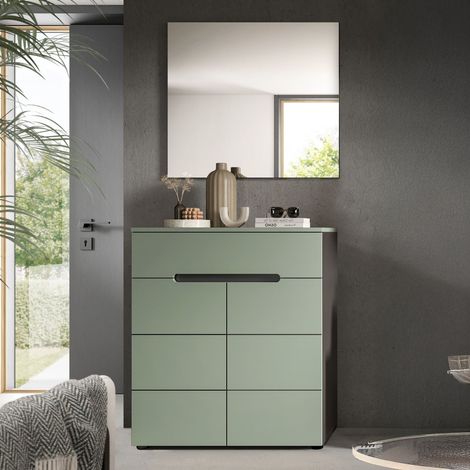Ensemble meuble à chaussure et miroir de vert et anthracite - KANUT