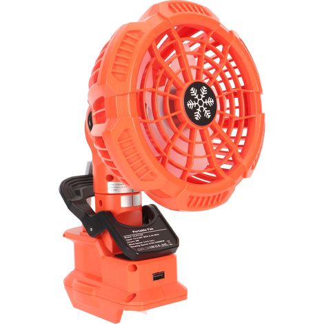 Ventilateur de chantier 3 vitesses, moteur sans balais, réglable à 315°, silencieux, pour batterie 14,4‑18V, usage camping. (1/5)