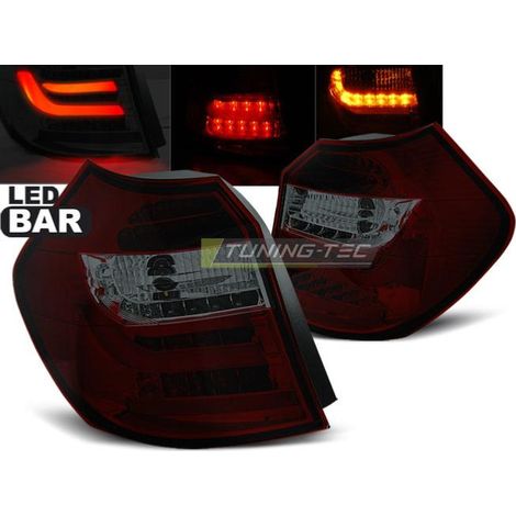 Paire de feux arriere BMW serie 1 E81/E87 04-07 LED BAR rouge fume (1/2)