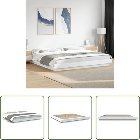 Weiß Bett - Bettgestell Weiß 200x200 cm Holzwerkstoff (1/5)