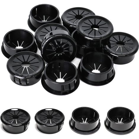 25 clips para cables, 25 mm de diámetro, clips redondos de nailon para cables de oficina, color negro. (1/5)
