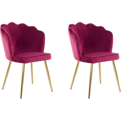 Silvia-Ensemble de 2 chaises de salle à manger rembourrées en velours bordeaux