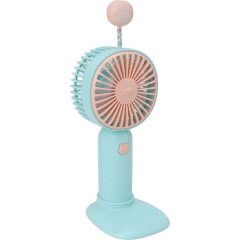 Ventilateur portable mini rechargeable par USB avec base pour une utilisation intérieure et extérieure, vert menthe. (1/5)