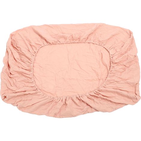 Drap-housse pour lit bébé en coton froissé, doux et respirant, taille berceau ou lit enfant rose. (1/5)