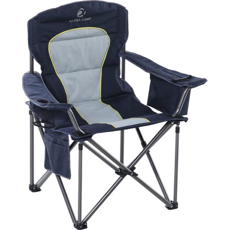 ALPHA CAMP Portable Folding Oversized Camping Chairs with Cup Holder and Cooler Bag - Heavy Duty Steel Frame Support 200 KG (1/5)
