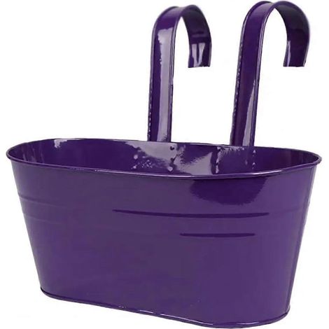 Pots de fleurs suspendus en métal et fer violet foncé jardinières suspendues avec trous de drainage (1/5)