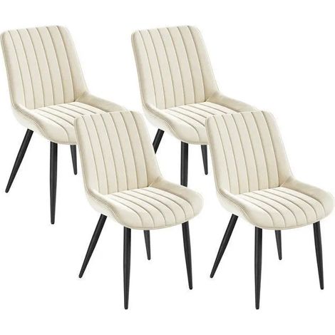 HavenlyHome - Lot de 4 Chaises Salle à Manger, Velours, Beige, Rembourrée,Dossier Ergonomique,Réglables,Pour Salon Chambre à Coucher