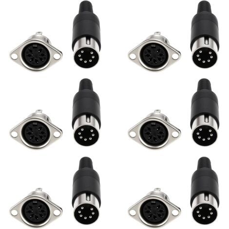 Set of 6 DIN plugs and sockets (7-pin) for soldering, for front panel mounting of digital devices, video signals and enclosures--DTEKGAZ