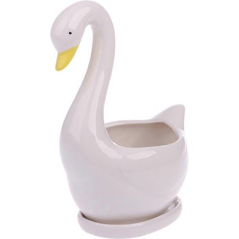 Weißer Schwan Keramik-Blumentopf für Sukkulenten, Blumentopf, Pflanzgefäß, Desktop-Zuhause