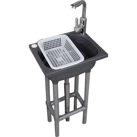 Évier avec un bol, 15,7 x 7,8 pouces avec trou de robinetterie de 1,26 ", mini évier en plastique à fermeture éclair, pour maison, restaurant, dortoir, garage, salle de bain, buanderie (38,9 x 31,2 x (1/5)