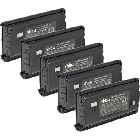 vhbw 5x Battery Replacement for Kenwood KNB-45, KNB-45L, KNB-45Li for Radio, Walkie-Talkie (2000 mAh, 7.4 V, Li-Ion) (1/4)