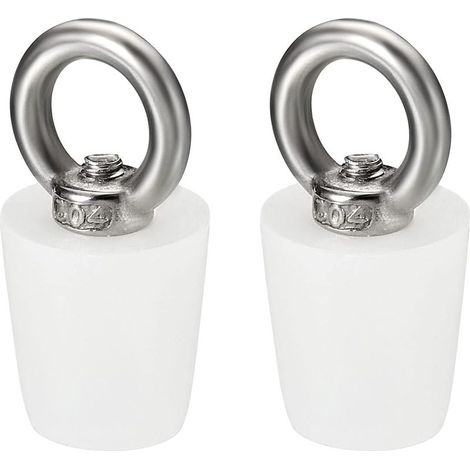 Tapón cónico de silicona de 17 mm a 23 mm, tapón sólido con anillo para tubos de ensayo, tuberías de agua y desagües, color blanco, 2 unidades. (1/5)