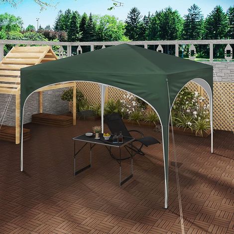 WOLTU Pavillon 3x3m, Gartenzelt Pop-Up wasserdichter Faltpavillon, Partyzelt Sonnenschutz Event Gazebo auf Terrasse Festival mit Halbmonddach Pagodenzelt des Halbkreises aus Oxford Metallrahmen, Grün