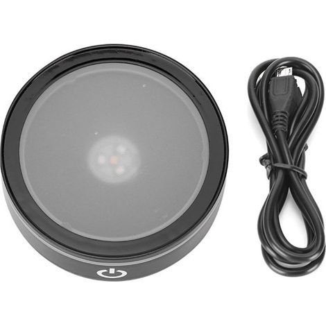 Base de luz LED de cristal negra plana táctil multimodo colorida para soporte de exhibición redondo - Soporte 3D (1/5)
